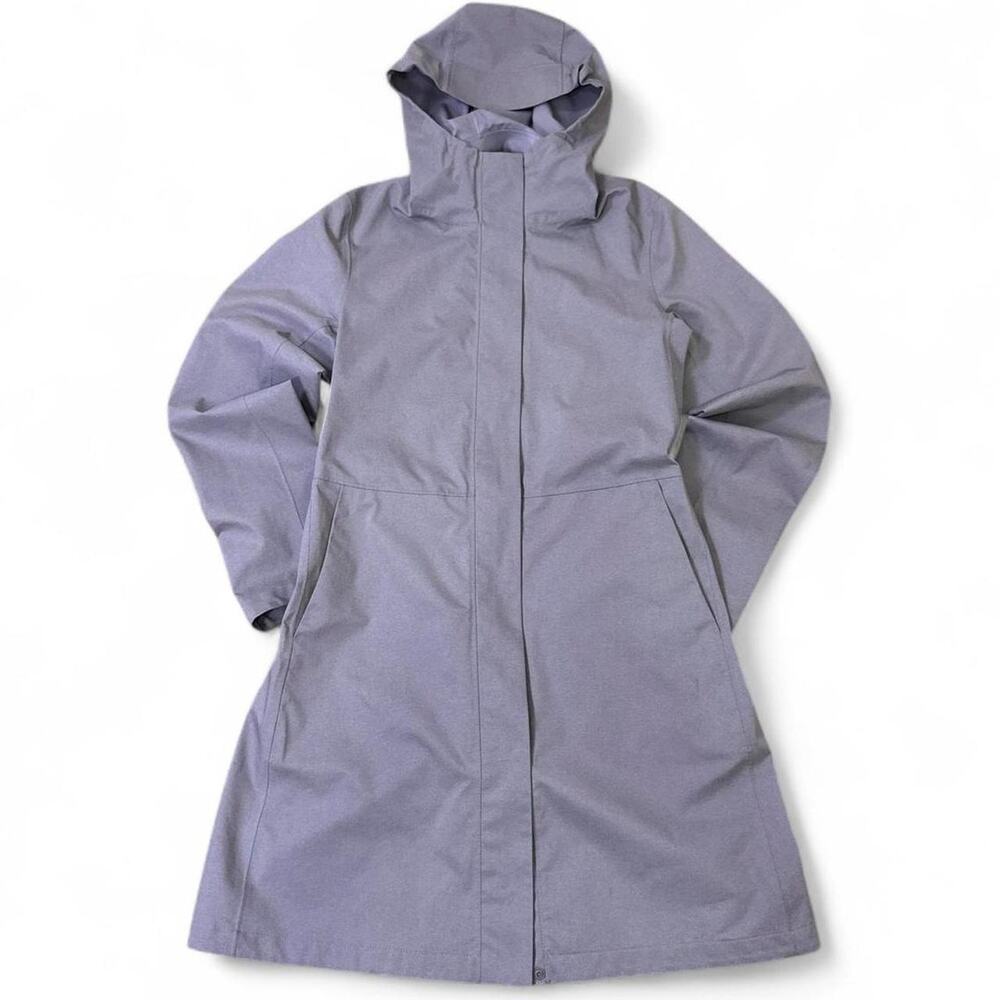 Uniqlo Womenās Small Gray Waterproof Hooded Rain Coat Jacket Windproof Long